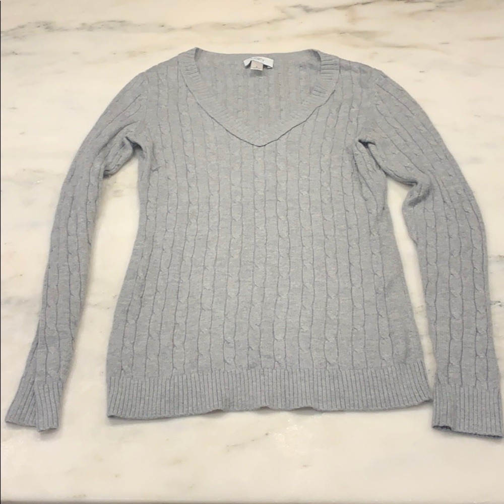 Ann Taylor loft cable knit v neck sweater
